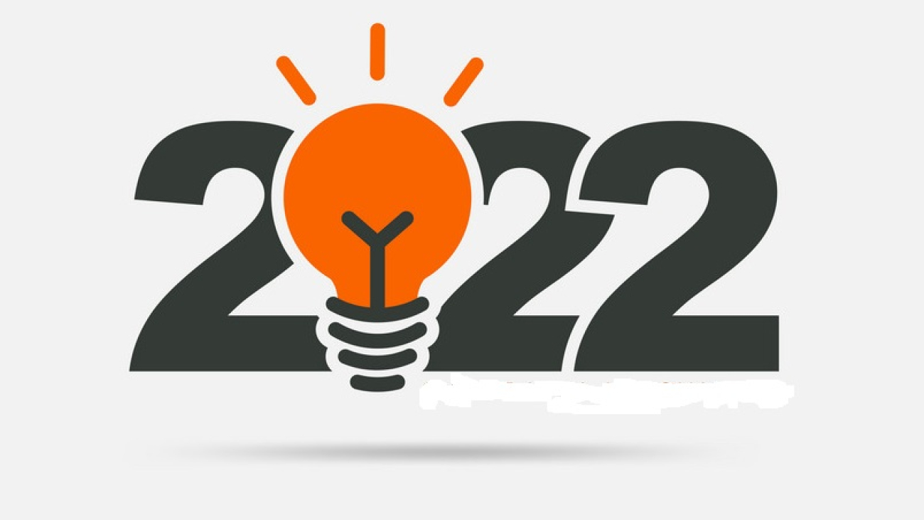Logo 2022 new year with creative lightbulb design, Vector illustration modern layout template
